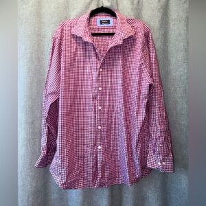 Esquire Men's Red and White Gingham Button-Down Shirt 18